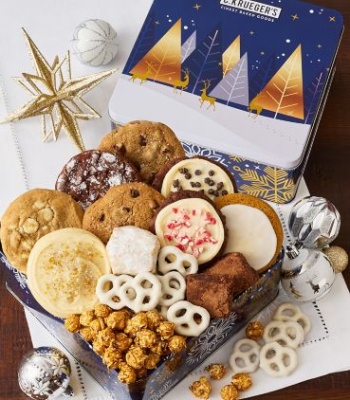 Elegant Snowy Winter Scene Gourmet Treats & Cookie Gift Tin