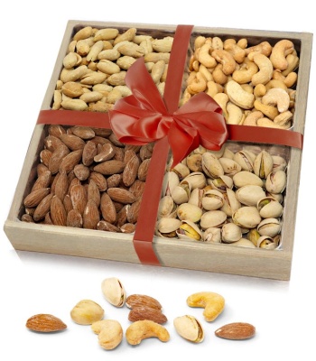 Fancy Assorted Nuts in a Wood Tray