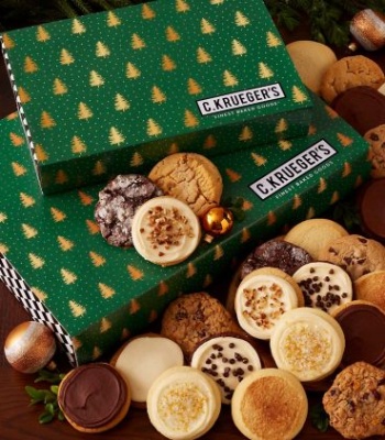Festive 36-Cookie Variety Box (Green & Gold Christmas Tree)