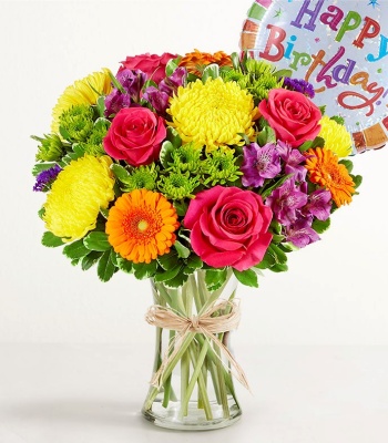 Fields of Europe' Birthday Bouquet with Balloon