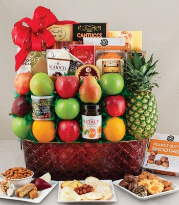 Fruit and Gourmet Gift Basket - Plentiful Pleasures