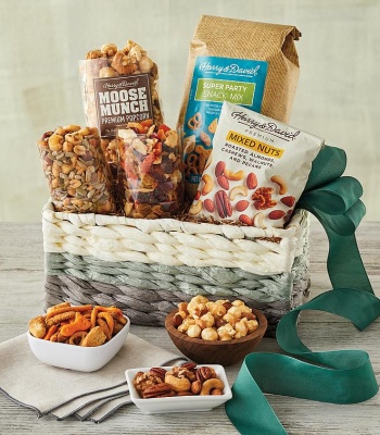 Gourmet Snack Basket with Popcorn, Fruit & Nuts