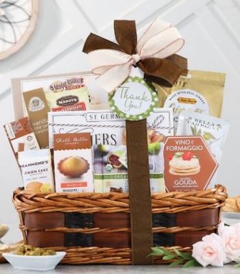 Gourmet Thank You Gift Basket with Smoked Gouda & Caramels