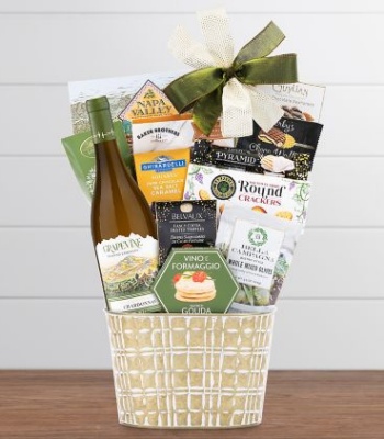 Grapevine Trading Co. Chardonnay Wine & Gourmet Snack Gift Basket