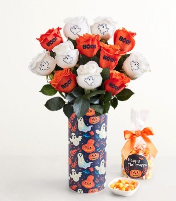 Halloween Conversation Roses in 'Boo Crew' Vase