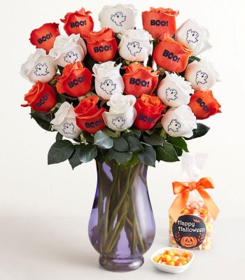 Halloween Conversation Roses with 'BOO!' & Ghosts