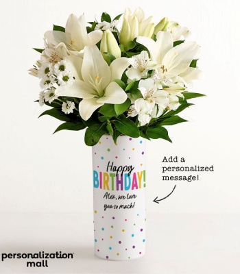 Happy Birthday Bouquet with Personalized Vase