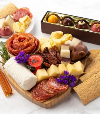 Heart-Shaped Artisan Cheese & Charcuterie Board Gift Set