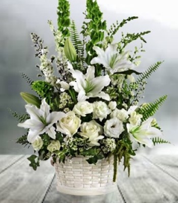 Sympathy Flowers in Keepsake Willow Basket "Heartfelt Condolence"