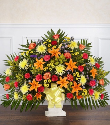 Heartfelt Tribute Floor Basket- Bright