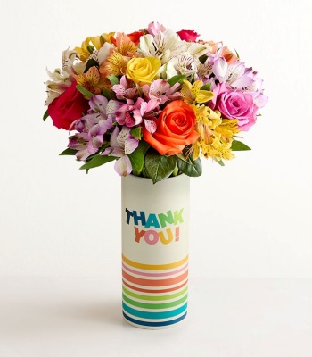 Here's to You' Rose & Lily Bouquet in Thank You Vase