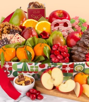 Holiday Fresh Fruit & Peppermint Bark Gift Basket
