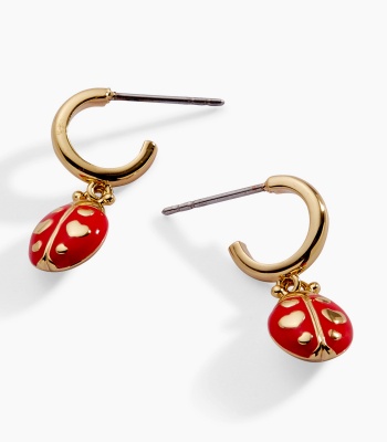 Ladybug Huggie Drop Earrings