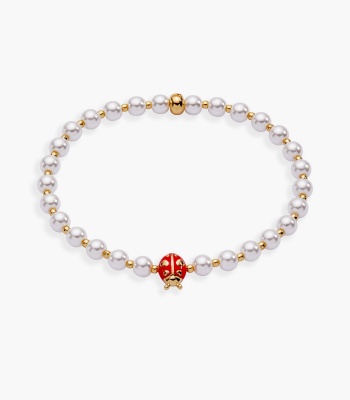 Ladybug Pearl Stretch Bracelet