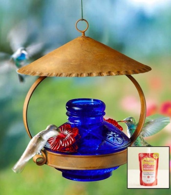 Lapis Blue Hummingbird Feeder