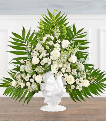 Large All White Funeral Floor Basket