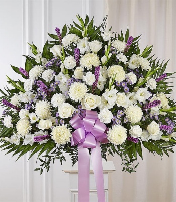 Lavender & White Funeral Standing Basket