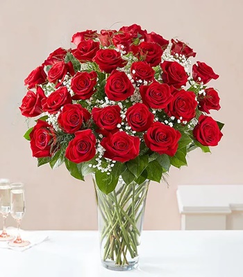 Rose Flower Bouquet - Dozen Premium Long Stems Red Roses