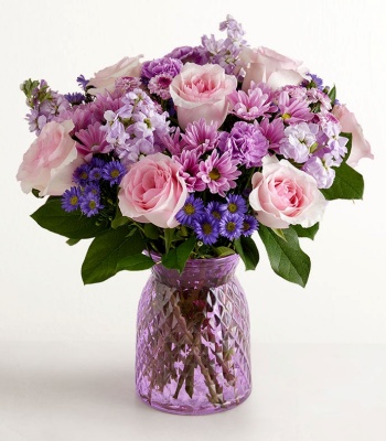 Luxury Lavender & Pink Bouquet in Decorative Vase