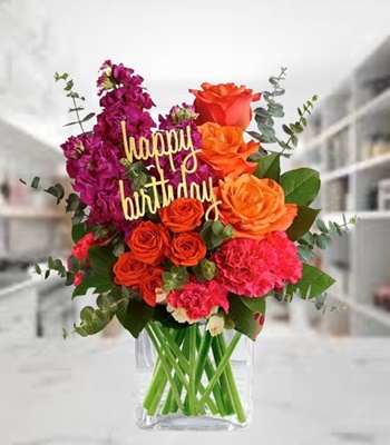 Brightly Colored Birthday Flower Bouquet