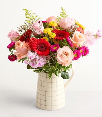 Mixed Flower Bouquet in Crescent Shape