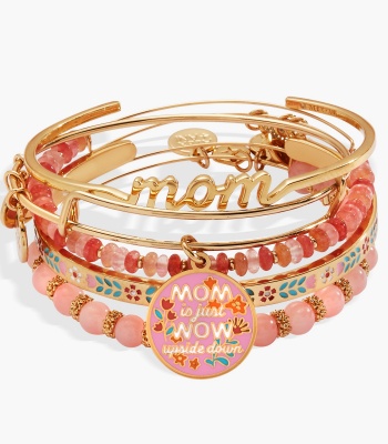 'Mom Is Just Wow Upside Down' Bangle Set Of 5