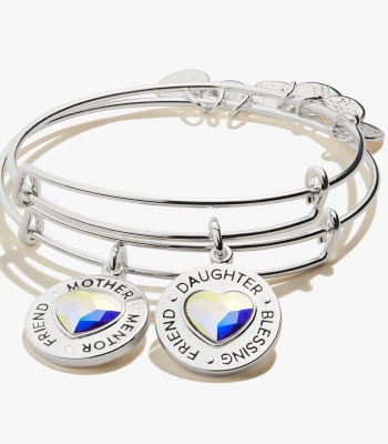 Mother Daughter Charm Bangles, Set of 2