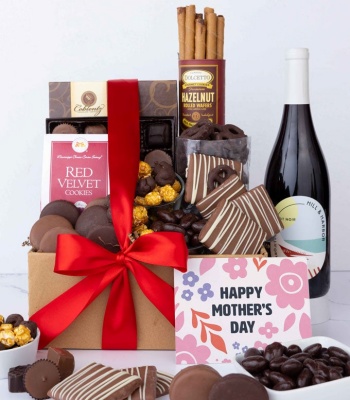 Mother's Day Chocolate Sweets Gift Hamper with Red Wine