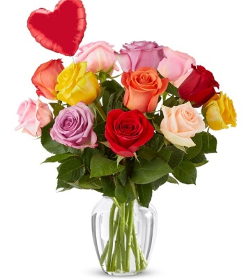 One Dozen Valentine's Rainbow Roses