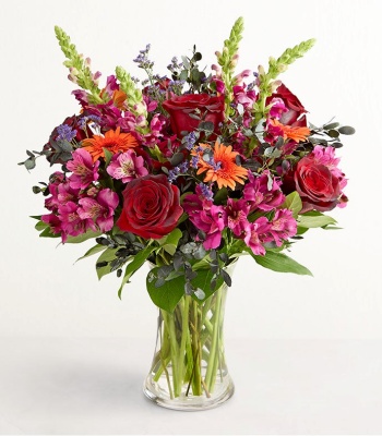 Orange, Purple & Black-Tinted Rose Halloween Bouquet