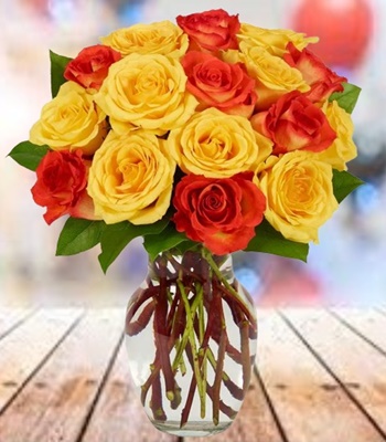 Yellow and Orange Rose Bouquet