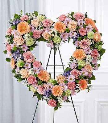 Pastel Floral Heart Tribute for Funerals