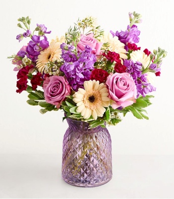 Peach & Purple Crescent-Shaped Bouquet