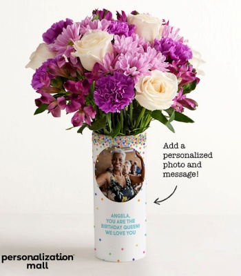 Personalized Birthday Bouquet with Photo Vase