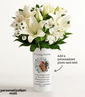 Personalized Memorial Bouquet with Photo Vase