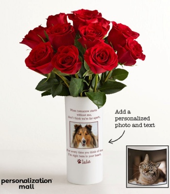 Personalized Pet Memorial Bouquet & Photo Vase