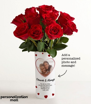 Personalized 'You & Me' Bouquet with Photo Vase