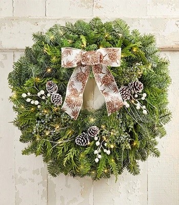 Pine Christmas Wreath With Free Candles