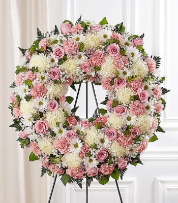 Pink & White Funeral Wreath