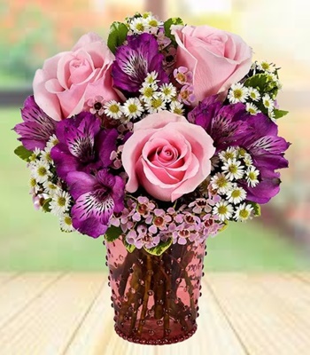 Pink Rose Hobnob Bouquet