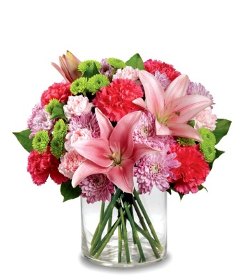 Pink Roses, Asiatic Lilies & Carnations Floral Arrangement