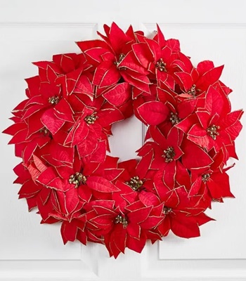Poinsettia Christmas Wreath - 20 Inch