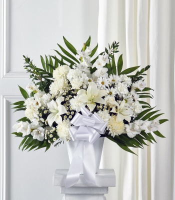 Sympathy White Flower Basket