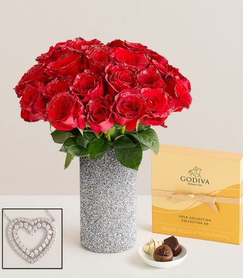 Red Roses Sprinkled In Glitter