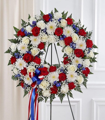 Red, White & Blue Funeral Wreath