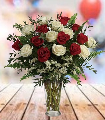 Red and White Roses