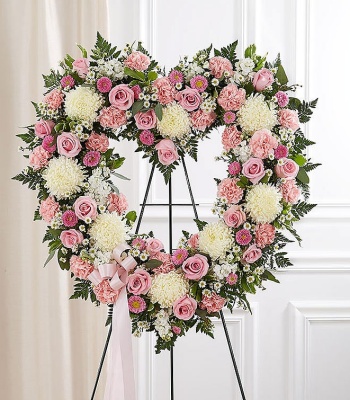 Remembrance  Floral Heart Tribute - Pink & White