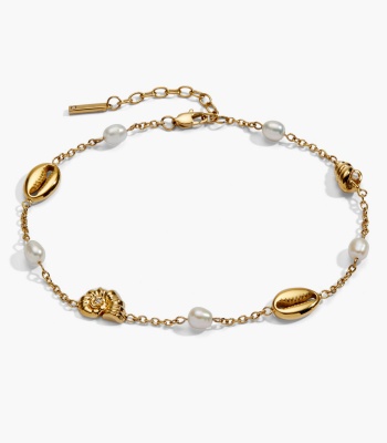 Seashell & Pearl Inline Charm Anklet