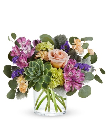 Spring Flower Arrangement with Echeveria Succulent