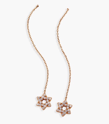 Star of David Delicate Pave Crystal Threader Earrings